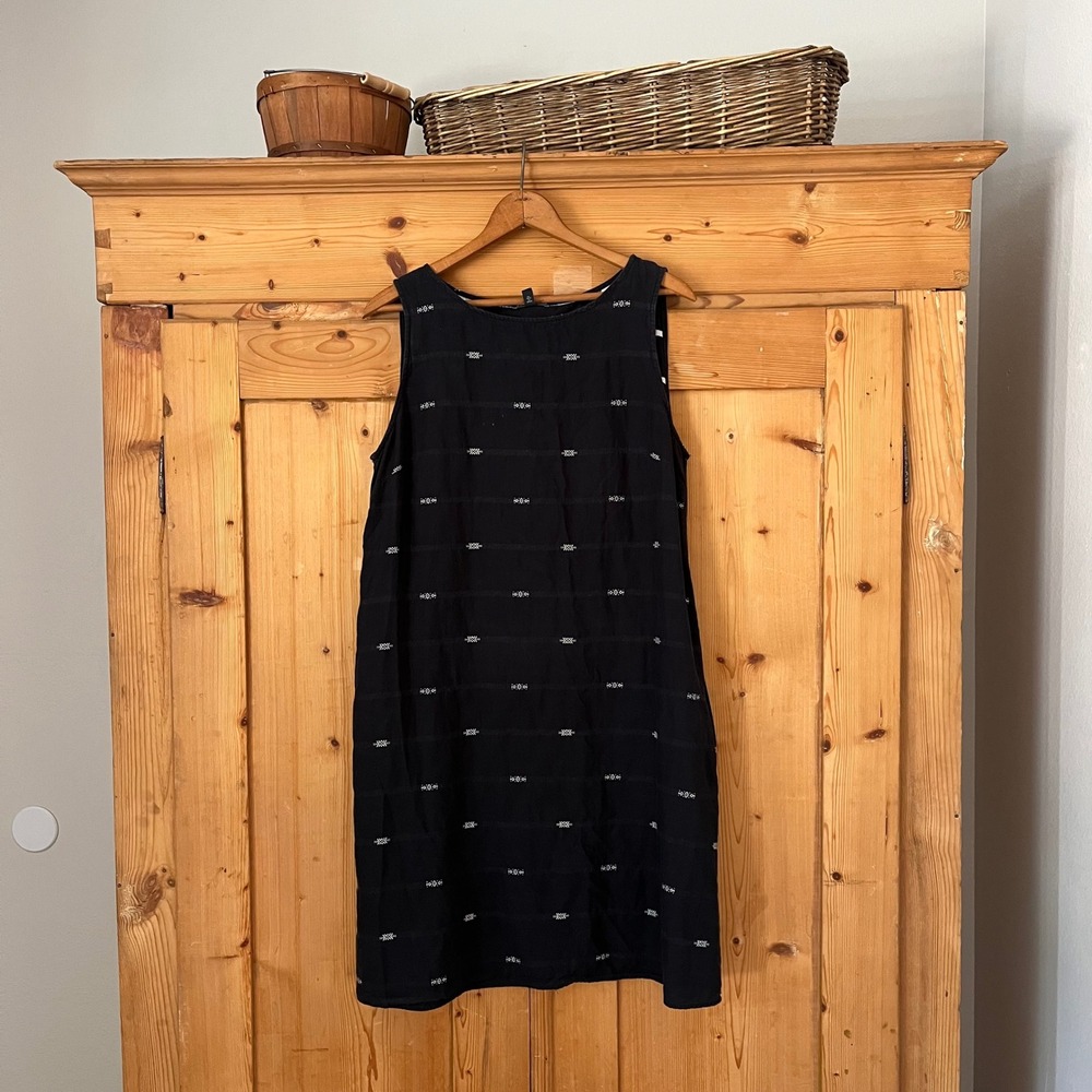 Eileen Fisher Cotton Tank Dress Medium Black